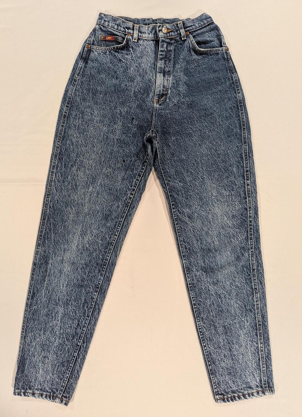 Vintage USA Lee Jeans Womens 10 Med Blue Acid Wash High Rise Tapered Denim